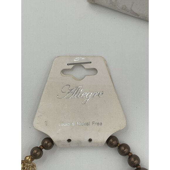 Allegro Brown Beaded Necklace & Earrings Set Lead & Nickel Free - Picture 4 of 5